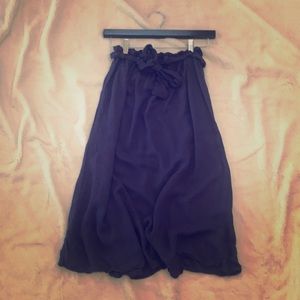 Navy blue linen midi Tobi skirt